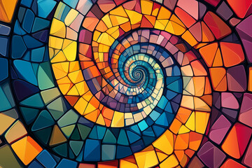 Fototapeta premium Abstract colorful mosaic background with a spiral effect vector illustration, Generative AI