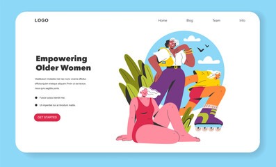 Empowering Older Women. Flat Vector Illustration