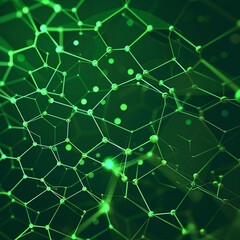 Digital representation of a molecular structure in green hues.