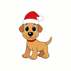 create a full funny christmas baby dog vector illustration