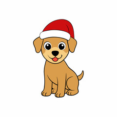create a full funny christmas baby dog vector illustration