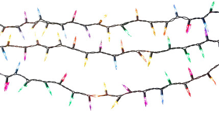 Glowing fairy light chains , Christmas on transparent background 