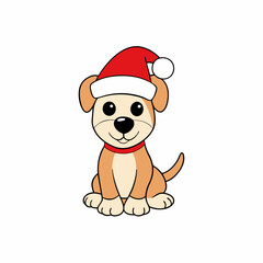 create a full funny christmas baby dog vector illustration