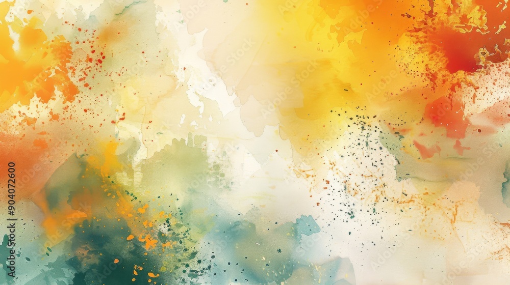 Wall mural Abstract watercolor background with soft blends and splatters of color.