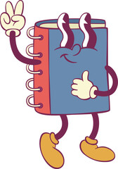 Notebook character retro groovy mascot 