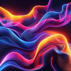 Fototapeta premium Vibrant abstract waves showcasing a blend of colors, creating a sense of motion and fluidity in a digital art style.