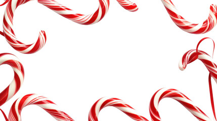 Christmas candy cane frame  , candy lollipop border on transparent background