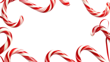 Christmas candy cane frame  , candy lollipop border on transparent background