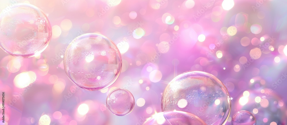 Aufkleber pastel pink background with a beautiful bokeh air bubble abstract with a copy space image