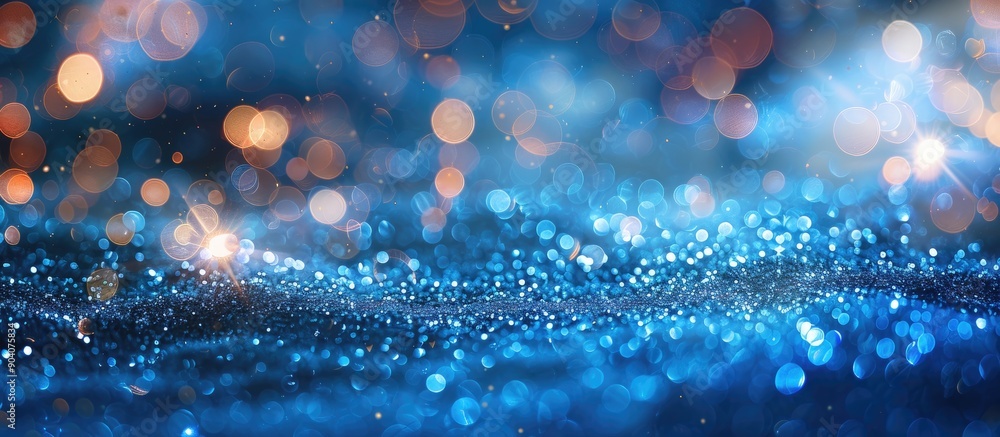 Leinwandbilder abstract holiday background with sparkling blue glitter defocused lights and panoramic web banner fe