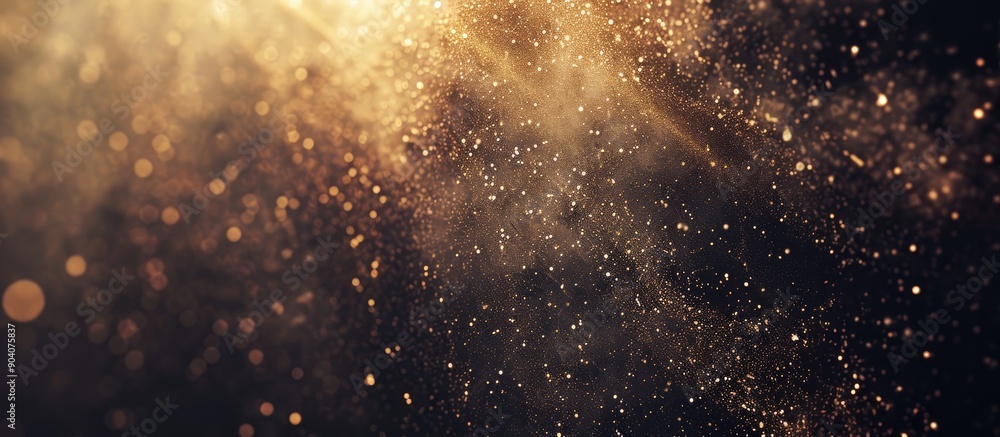 Poster Add a dust and film grain texture overlay on a dark abstract background to enhance your photo with a beautiful effect and create space for additional details with a copy space image