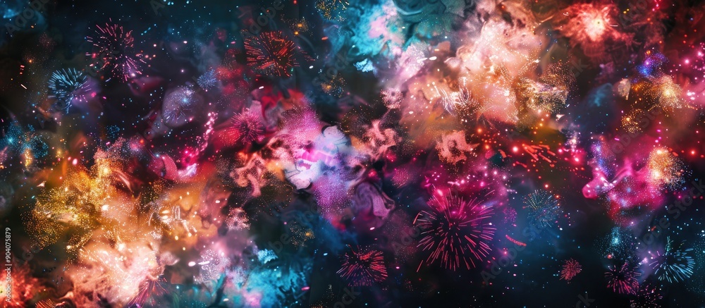 Poster celebrate new year with vibrant fireworks creating an abstract holiday background perfect for adding