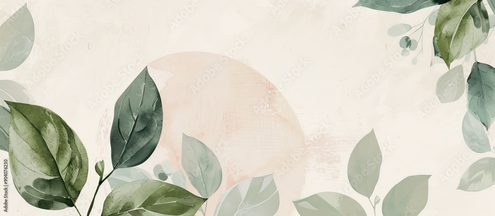 Aufkleber a banner featuring a circular leafy frame in soft colors perfect for adding your design creativity w