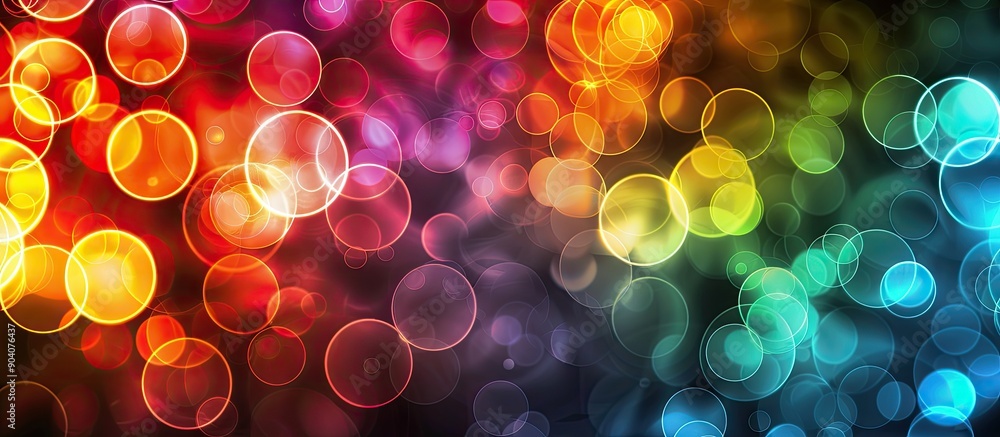 Poster abstract background with vibrant circles of light providing copy space image