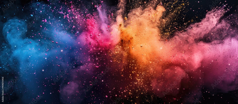 Aufkleber a burst of colorful powder on a dark backdrop with a freeze frame effect showcasing a vibrant textur