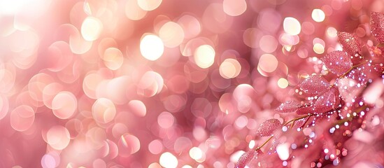 Sparkling pink bokeh creates a magical backdrop for festive occasions with defocused elements and ample copy space image