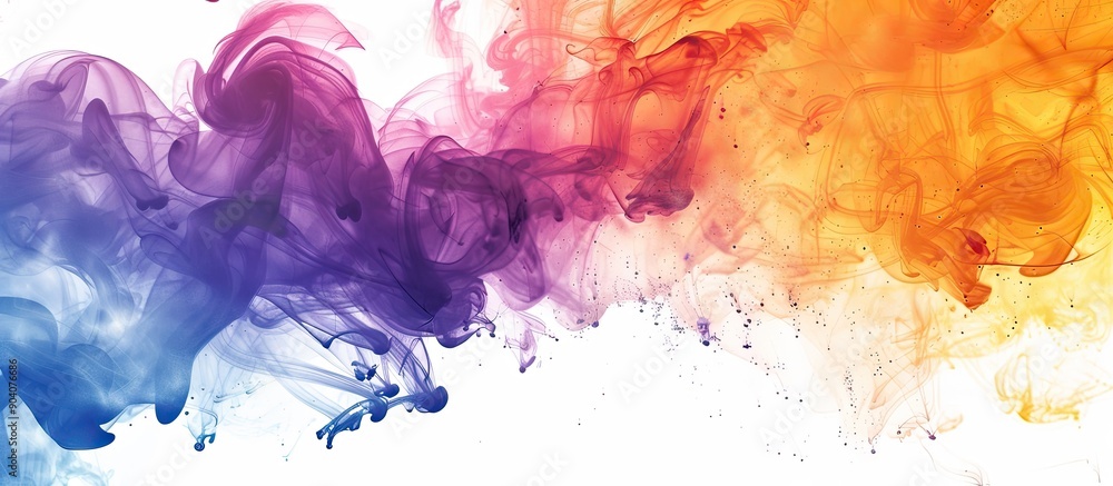 Poster Colorful abstract acrylic art resembling ink in water with a smoke like appearance set against an isolated background with copy space image