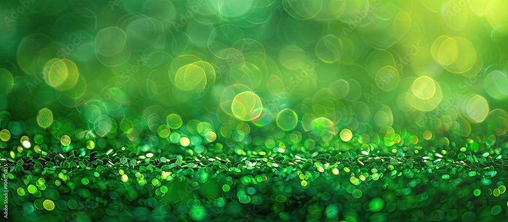 Poster a vibrant and blurry st patrick s day themed background with shimmering green glitter ideal for show