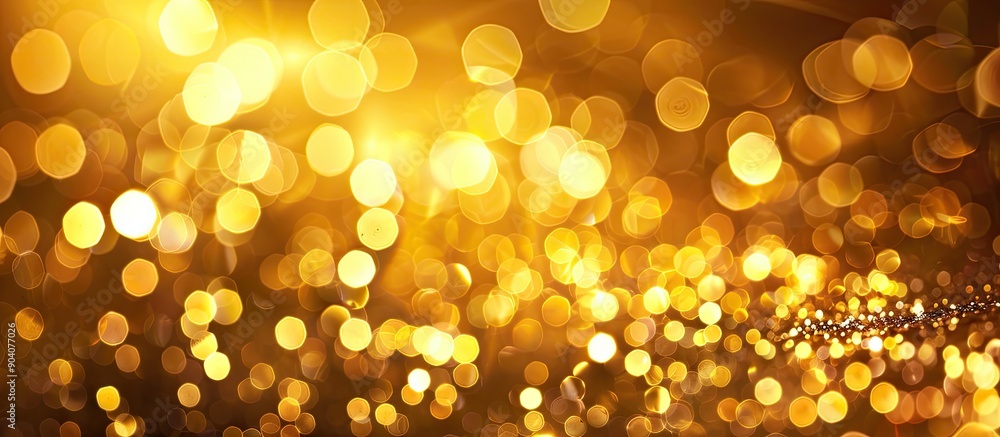 Poster abstract background created by a golden bokeh effect with copy space image available
