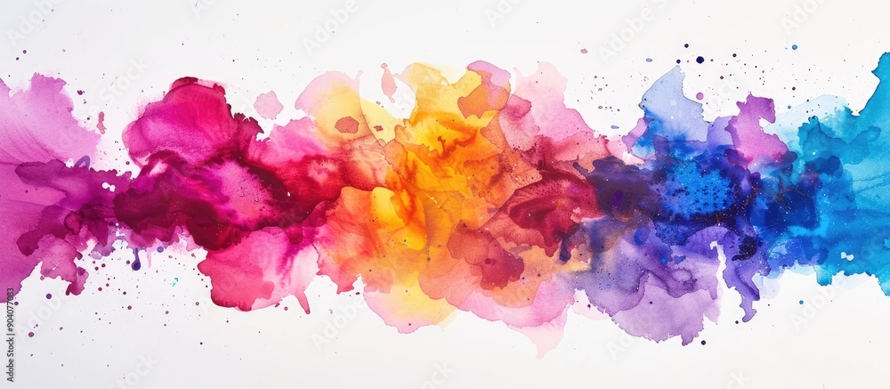 Poster set of colorful watercolor paints creating vibrant artworks with lots of copy space image