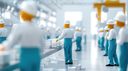 Efficient Production on Factory Floor: Workers in Uniforms Organizing Assembly Line