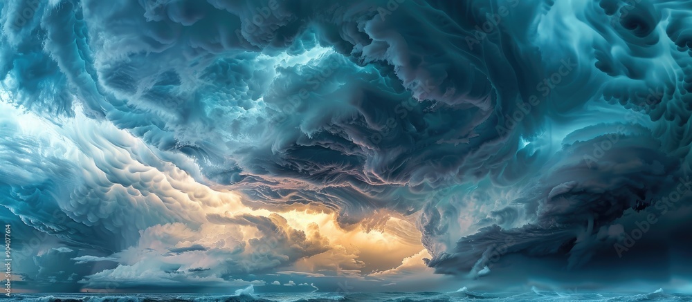 Poster impressive storm clouds in the sky with a copy space image before a thunderstorm