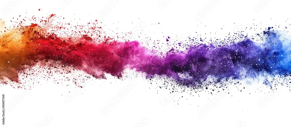 Aufkleber Freeze motion of colorful powder exploding creating a multicolored glitter texture on a white background ideal for a copy space image