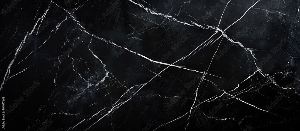 Poster Luxurious black marble wall texture with abstract white cracks suitable for adding text or images copy space image