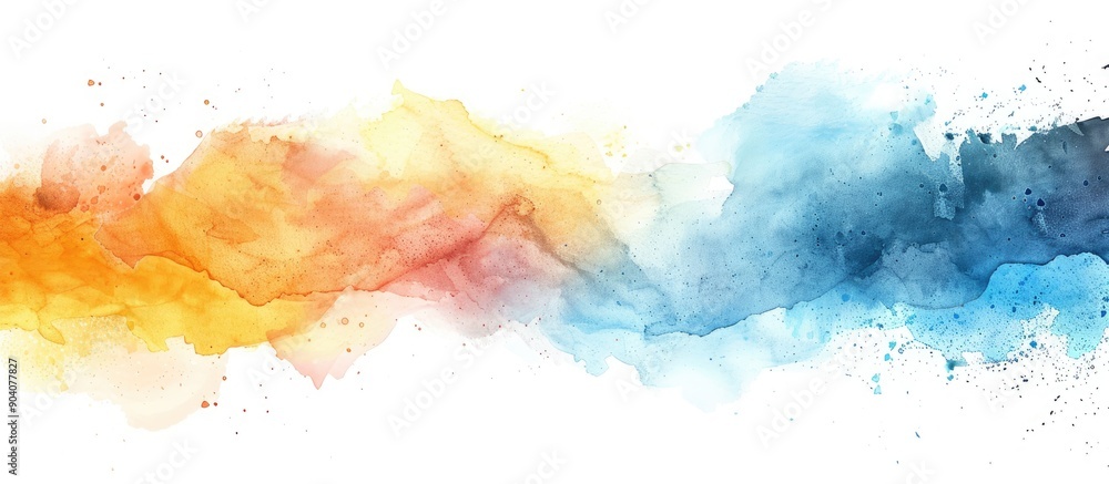Aufkleber watercolor stain on a blank white background with a brush painted image on paper and dried suitable 