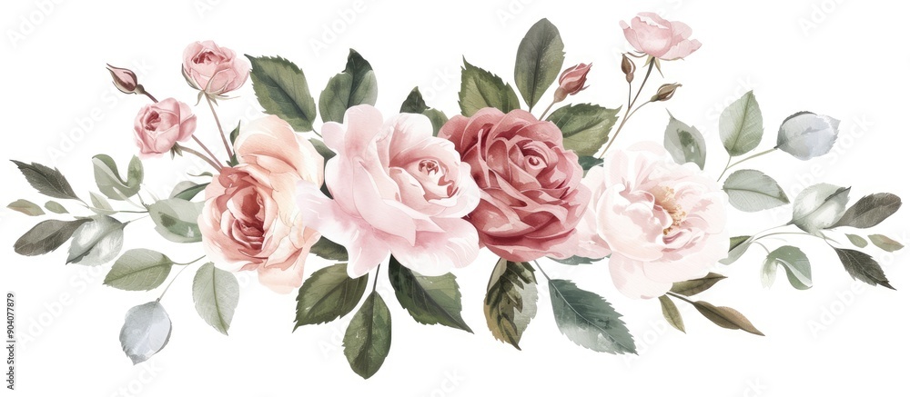 Poster isolated on a white background a floral frame featuring flowers and leaves with copy space image