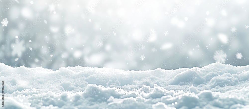 Poster scenic snowy backdrop with a white surface and snowflakes ideal for copy space image
