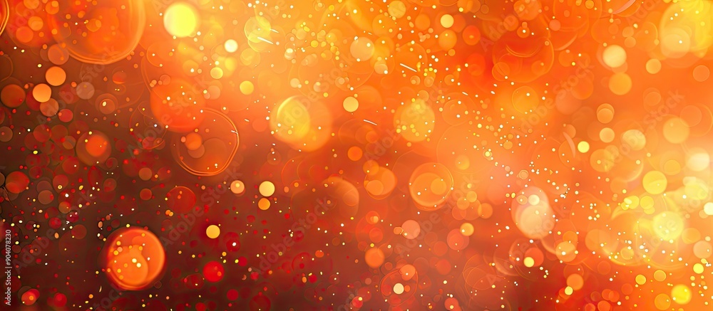 Poster a vibrant orange abstract background with sparkling bokeh effects creates an appealing display ideal