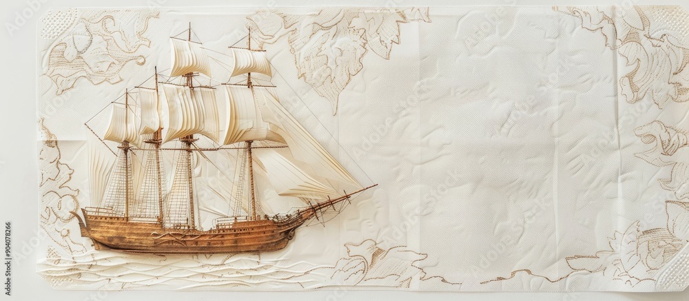 Aufkleber ship themed napkins displayed on a white background with copy space image