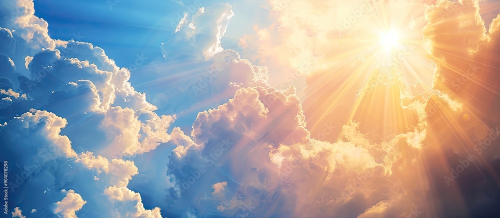 Aufkleber image of sunrays filtered through clouds by a vibrant sun against a stunning sky creating an artisti
