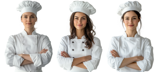 chef or baker woman standing isolated on a transparent background