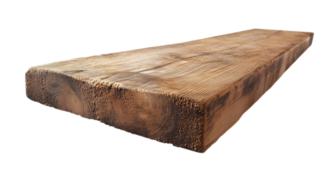 wooden board isolated on transparent background, wood plank cutout 