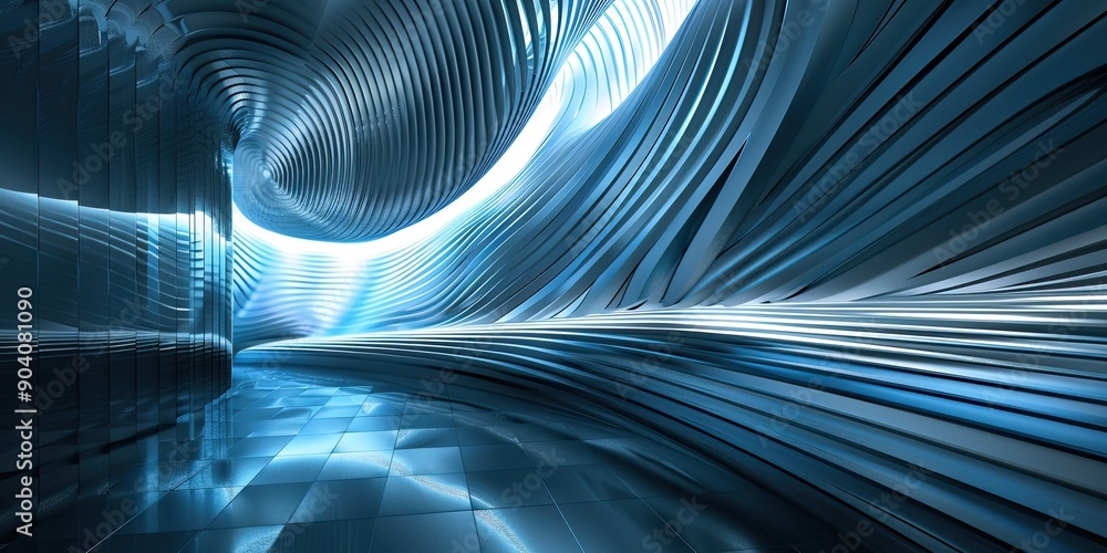 Poster 3d architecture background background with glowing abstract curvy shape