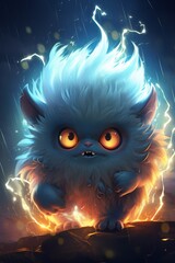 Cute little lightning element monster