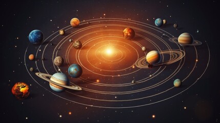 Obraz premium Planets of the solar system displayed against a mesmerizing starry cosmic background