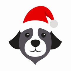 dog head in christmas santa hat isolated on clean vector illustration
