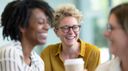 Cheerful Teachers Relaxing During Coffee Break in Staff Room, Enjoying Well-Deserved Rest