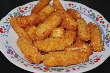 long nuggets on a plate