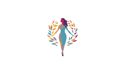  Silhouette Woman Wellness, Success, Empowered and Health logo design on white background