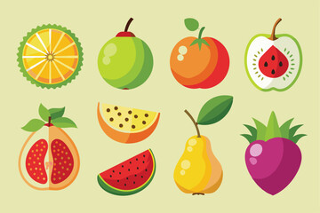 Fruits set illustration creative design