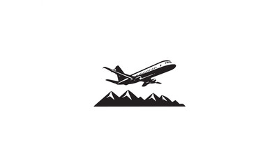 Air Travel logo design black simple line art on white background