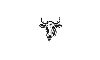 cow logo design black simple line art on white background