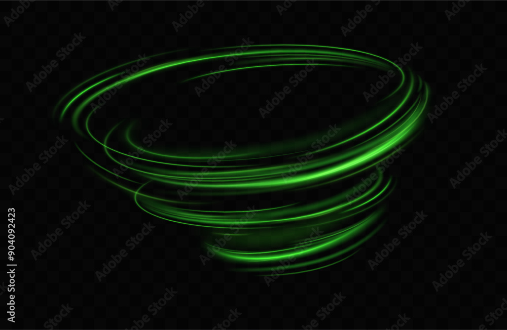 Aufkleber green neon ring. glowing circle. glow effect. round light frame. abstract light lines of movement an