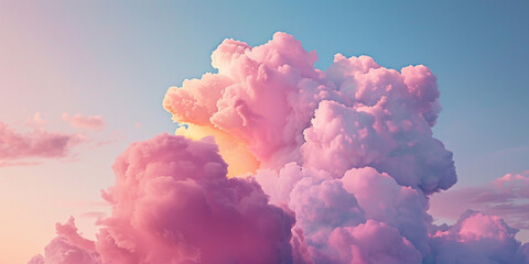 Fototapeta premium Pink cloud filled sky twilight horizon atmospheric with blue sky in background 