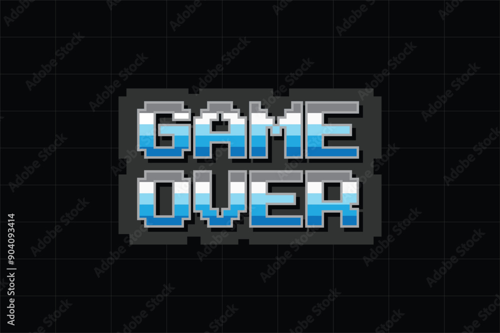 Poster pixel art cartoon retro style with text 