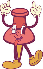 Pin character retro groovy mascot